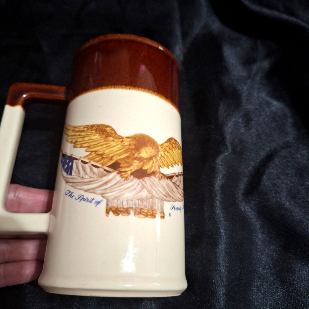 Vintage Spirit of '76 Stein~Carved Wooden Eagle~Natn'l Gallery of Art~Pottery